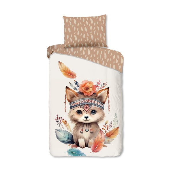 Pruun-beež puuvillane laste voodipesu üheinimesevoodile 140x200 cm Hay - Good Morning