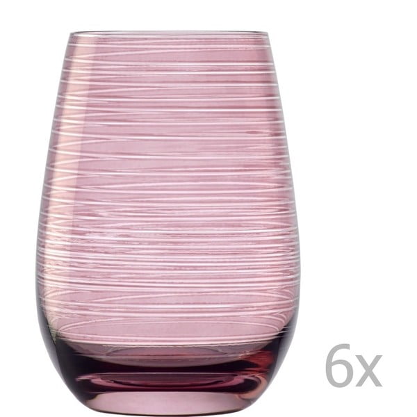 Sada 6 růžových sklenic Stölzle Lausitz Twister, 465 ml