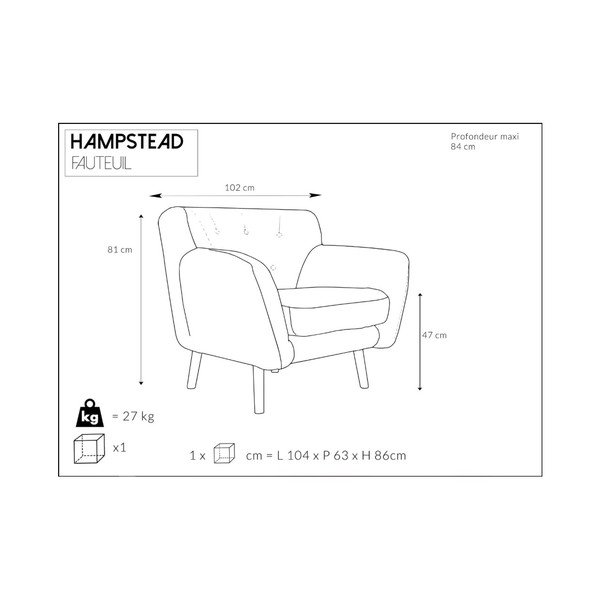 Kosmopoliitse disainiga hall tugitool Hampstead - Cosmopolitan Design-image-4