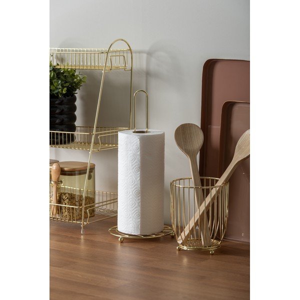 Kuldne metall majapidamispaberi stend ø 15 cm   Wired – PT LIVING-image-1