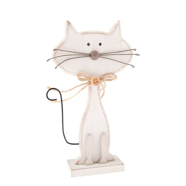 Valge puidust dekoratsioon kassi kujulise kassiga, kõrgus 18 cm. - Dakls