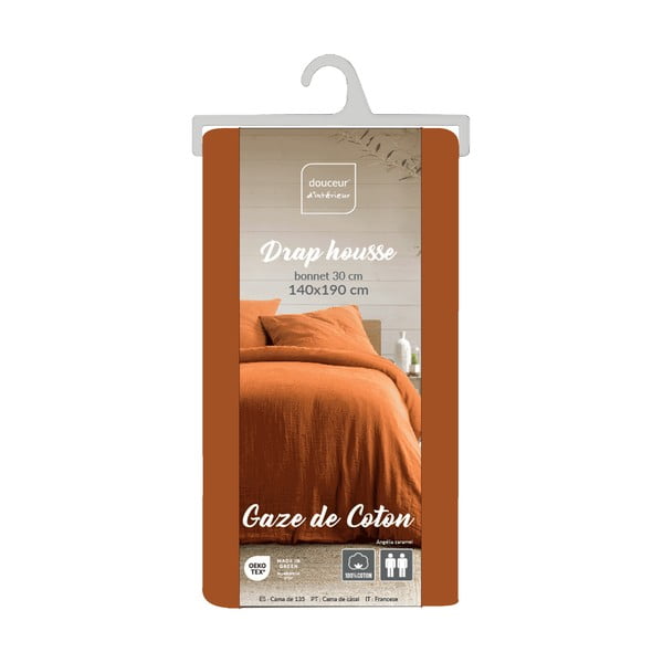 Oranž-pruun lina 140x190 cm Angelia - douceur d'intérieur-image-3