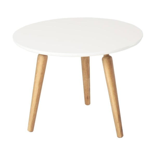 Konferenční stolek s bílou deskou z dubového dřeva Folke Cappuccino, výška 45 cm x ∅ 60 cm