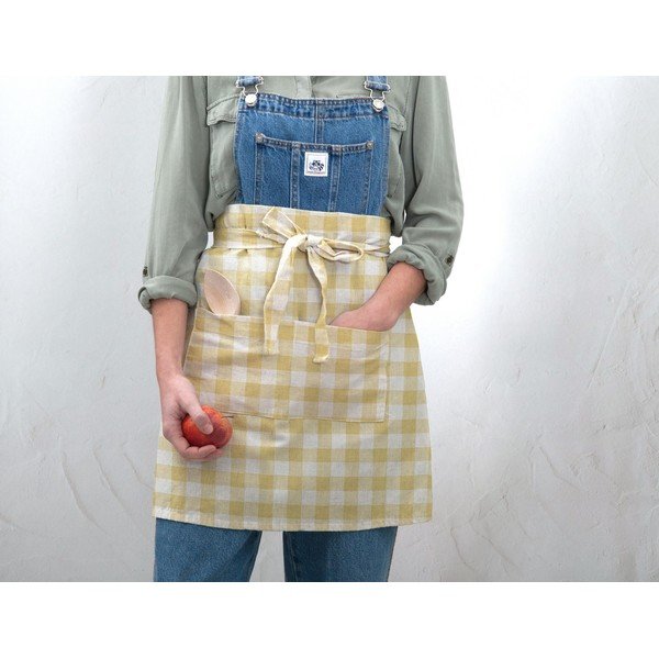 Delantal de Lino riidest esiliin Yellow Vichy - Really Nice Things-image-1