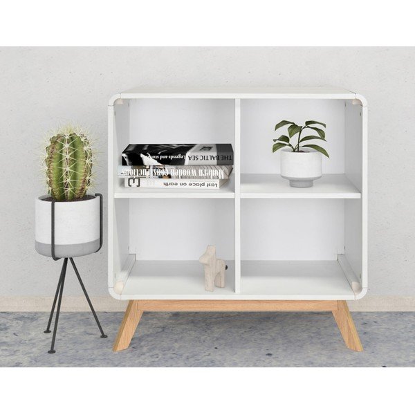 Valge raamaturiiul 75x75 cm Caitlin - Støraa-image-1