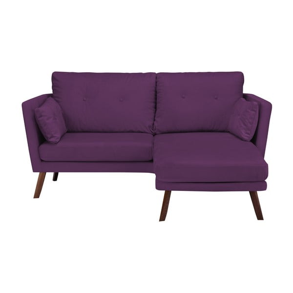 Tmavě fialová třímístná pohovka Mazzini Sofas Elena, s lenoškou na pravém rohu-image-2