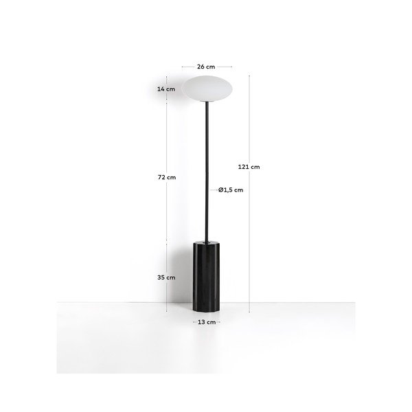 Valge/must põrandalamp klaasist varjuga (kõrgus 120 cm) Idela - Kave Home-image-3