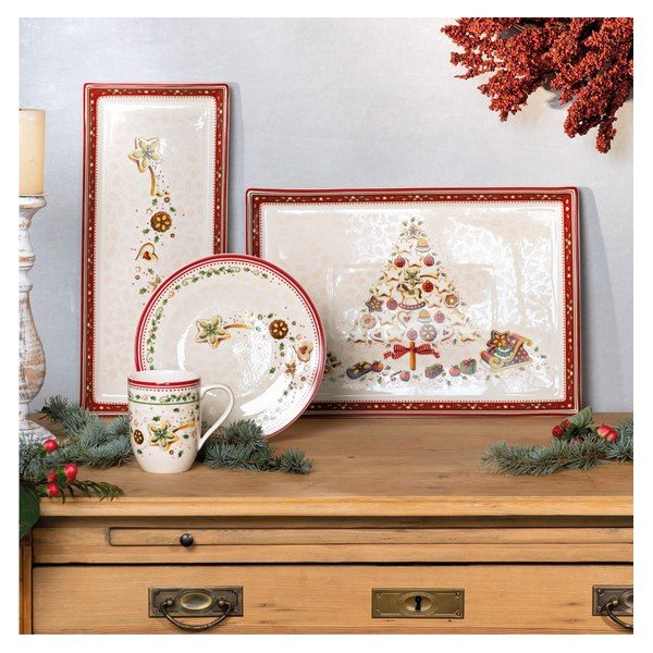 Punane ja beež portselanist serveerimistaldrik jõulumotiividega Villeroy & Boch, 40 x 27,5 cm - Villeroy&Boch-image-3