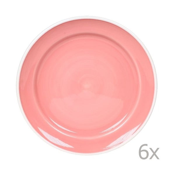 Sada 6 talířů Puck 26.5 cm, růžový