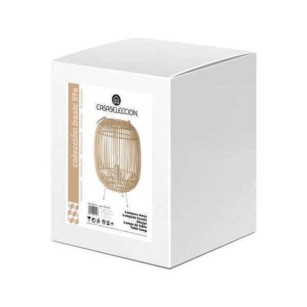 Naturaalset värvi rotangist lambivarjundiga laualamp (kõrgus 30,5 cm) Natural Way - Casa Selección-image-4