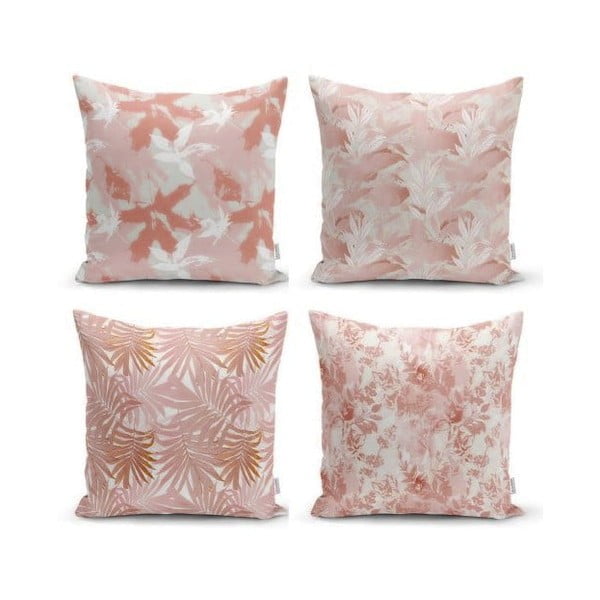 4 dekoratiivse padjakoti komplekt Roosad lehed, 45 x 45 cm - Minimalist Cushion Covers