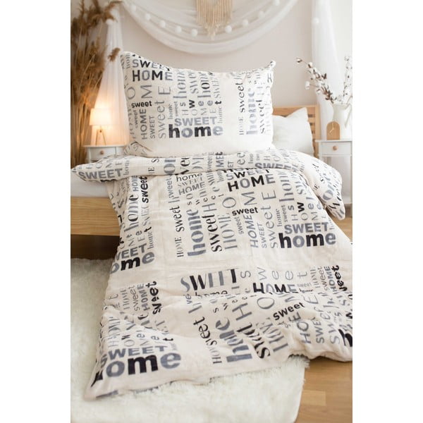 Kreem mikroflanellist voodipesu üheinimesevoodile 140x200 cm Home Sweet Home - Jerry Fabrics