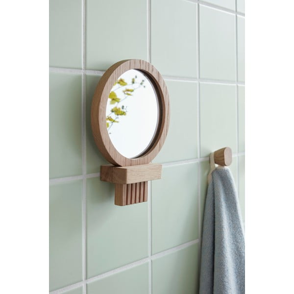Seinale kinnitatav puitraamiga kosmeetikapeegel ø 14 cm – Hübsch-image-1