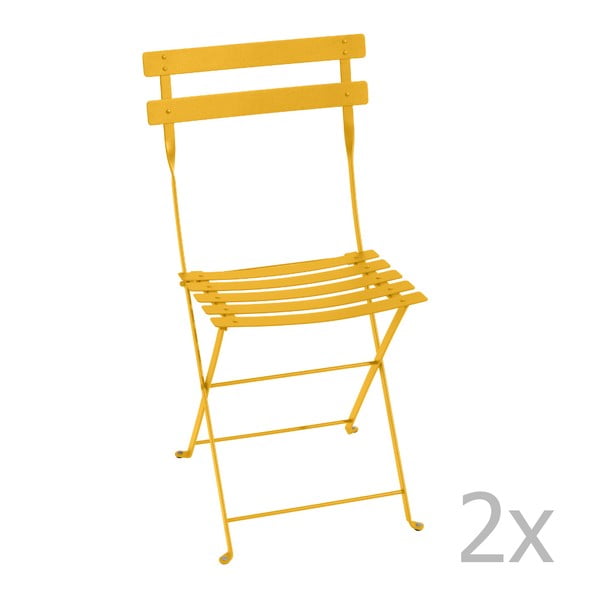 Sada 2 žlutých skládacích židlí Fermob Bistro