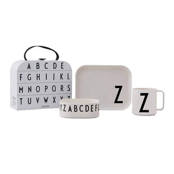 3-osaline laste söögikomplekt koos kohvriga Classics Z A-Z - Design Letters