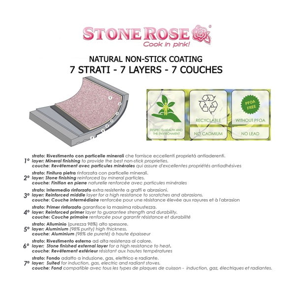 Roosa kaanega pott Casseruola, ø 24 cm Stonerose - Bisetti-image-3