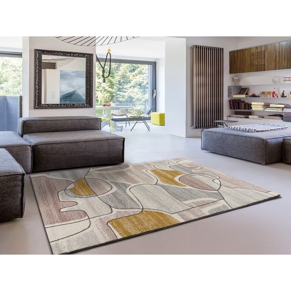 Kollane ja kreemjas vaip 135x190 cm Ashley - Universal-image-1