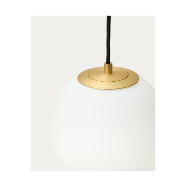 Valge/kuldne ripplamp klaasist varjuga, ø 10 cm Brisia - Kave Home-image-3