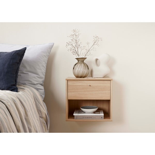 Rippuv öökapp koos riiulitega tammepuidust dekooriga Mistral - Hammel Furniture-image-1