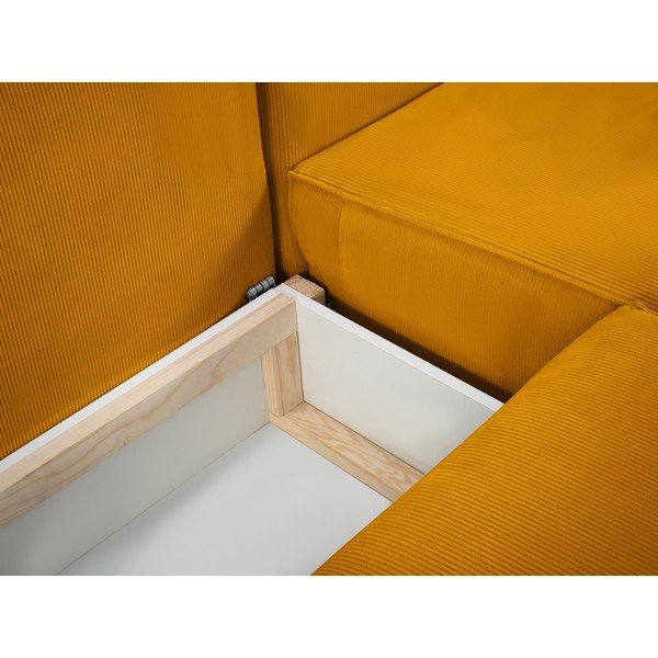 Kollane Corduroy U-kujuline diivanvoodi Azalea - Mazzini Sofas-image-1