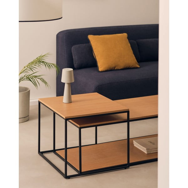 Ümmargune tammedekooriga diivanilaud 2 tk 50x100 cm komplektis Yoana - Kave Home-image-1