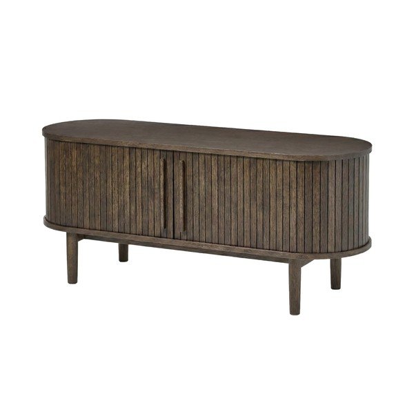 Tume naturaalses tammepuust televiisorilaud 140x56x40 cm Meta - Unique Furniture