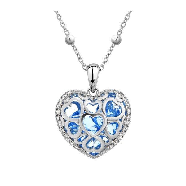 Náhrdelník s modrými krystaly Swarovski Elements Crystals Heart