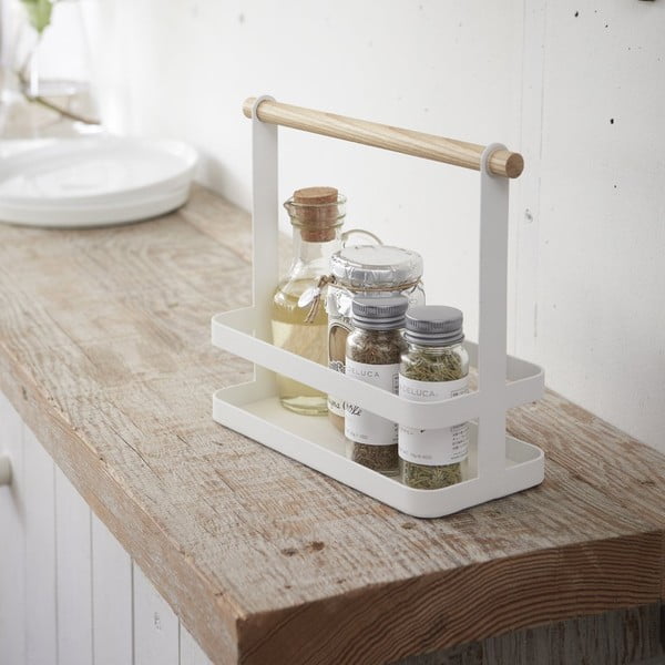 Valge alus pöögipuidust detailidega maitseainete jaoks Tosca - YAMAZAKI-image-1