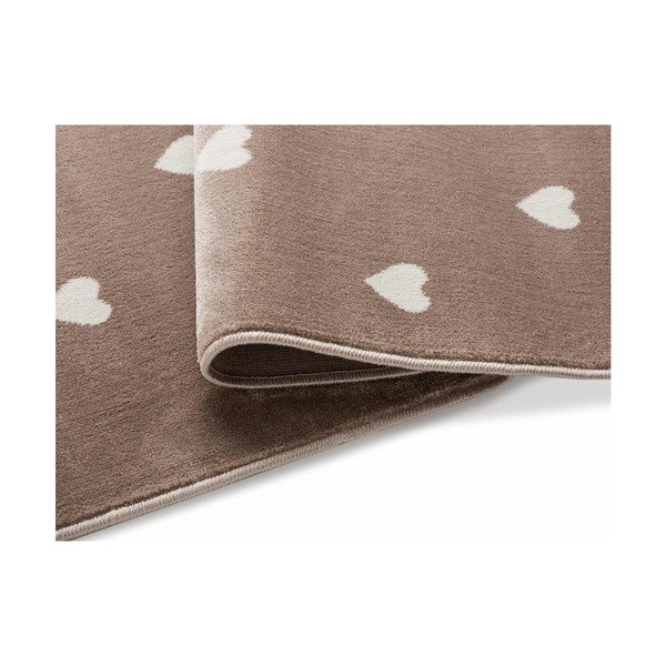 Hnědý koberec se srdíčky KICOTI Beige Dots, 133 x 190 cm-image-1