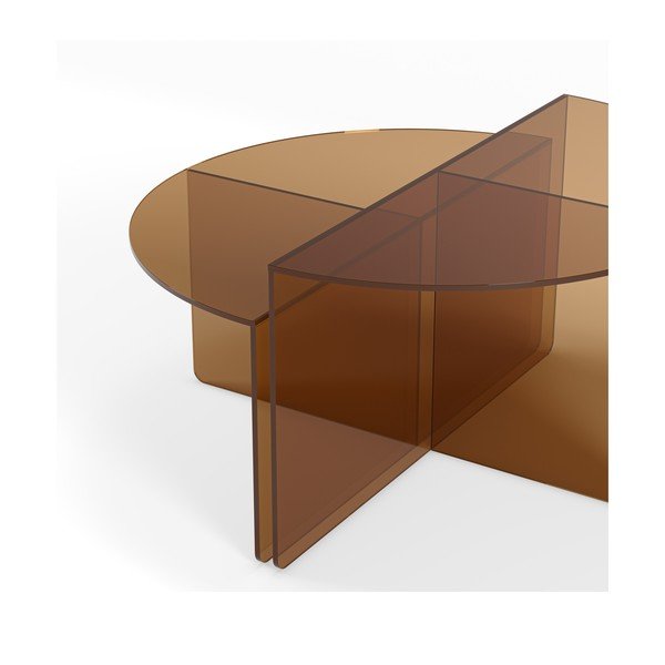 Pruunist klaasist ümmargused kohvilauad, 2 tk komplektis ø 80 cm Velta - MOME-image-4