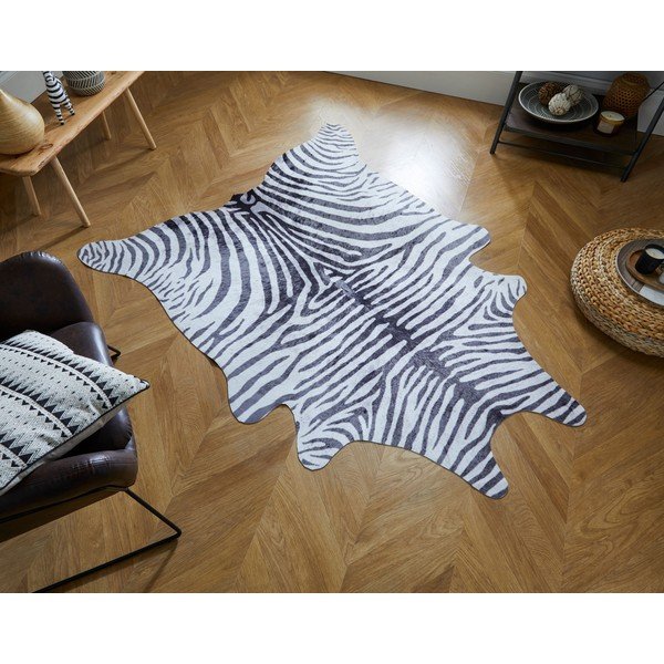 Valge/must sünteetiline karusnahk 155x195 cm - Flair Rugs-image-1