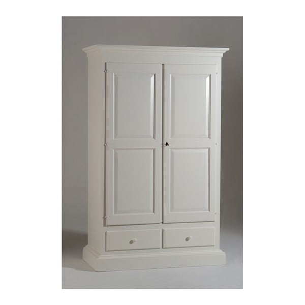 Bílá dřevěná dvoudveřová šatní skříň Castagnetti 
