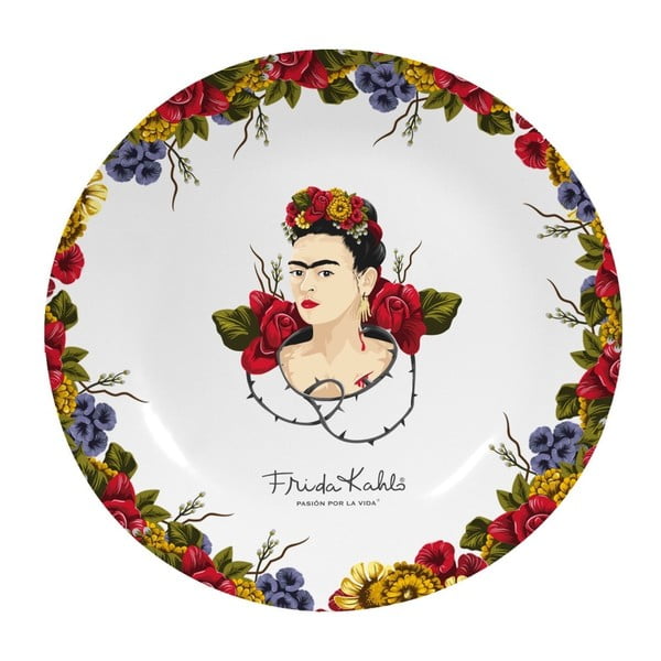 Nástěnný dekorativní keramický talíř Frida Kahlo Frida Roses