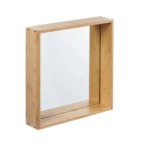Nástěnné zrcadlo s rámem z bambusového dřeva Furniteam Design, 40 x 40 cm
