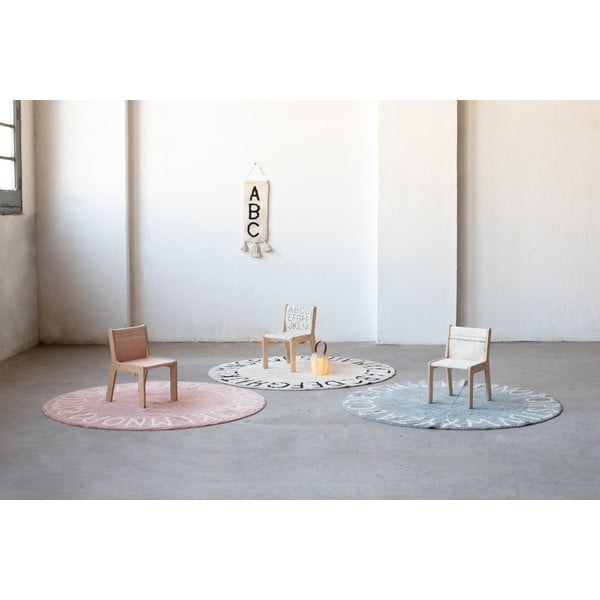 Helesinine pestav käsitsi kootud puuvillane laste vaip ø150 cm ABC Vintage Blue - Lorena Canals-image-4