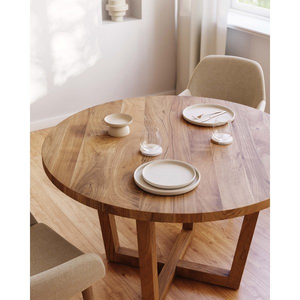 Ümmargune söögilaud akaatsiapuidust ø 120 cm Nahla - Kave Home-image-1