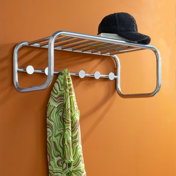 Hõbedane metallist seinanagi koos riiuliga Retro - Spinder Design-image-4