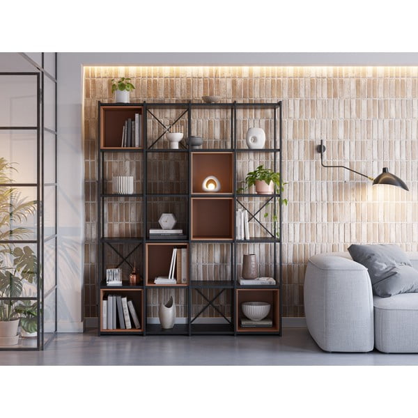 Must-tellisevärvi raamaturiiul 140x179 cm Anya - Marckeric-image-1