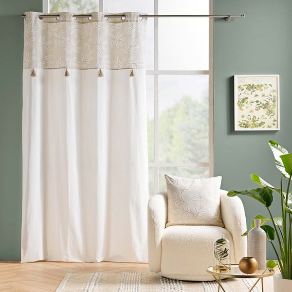 Valge-beež puuvillaseguga kardin 140x240 cm Altea - douceur d'intérieur-image-1