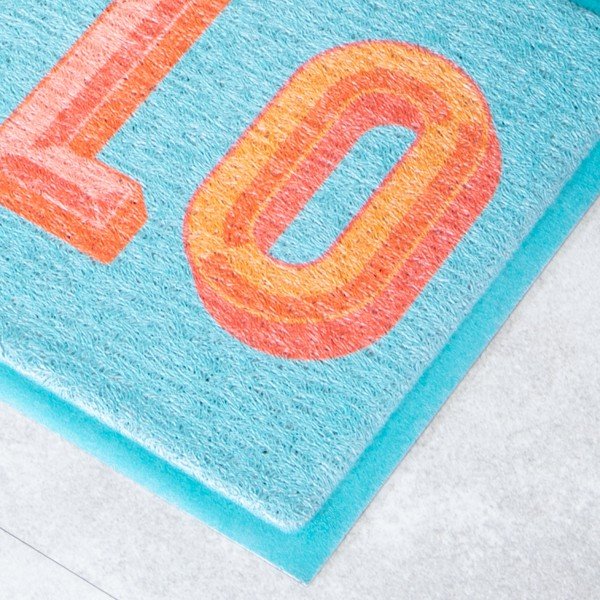 Matt taaskasutatud plastist 40x70 cm Blue Hello - Artsy Doormats-image-2
