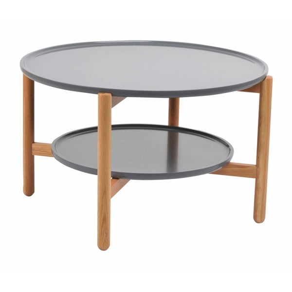 Šedý dubový stolek Folke Wendigo, ⌀ 80 cm