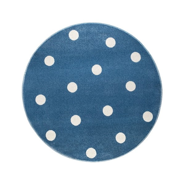 Modrý kulatý koberec s puntíky KICOTI Stars, ø 133 cm