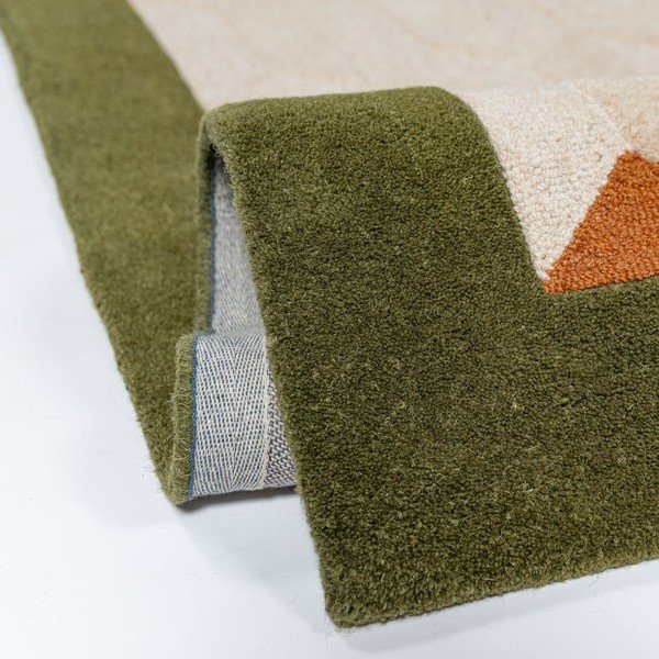 Roheline/naturaalne käsitsi kootud villane jooksja 60x230 cm Apex Border Wool - Flair Rugs-image-3