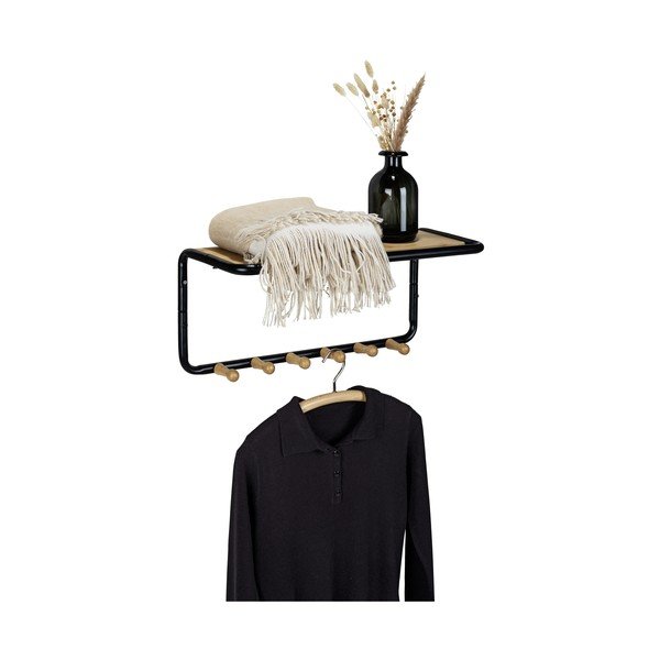 Must/puiduvärvi metallist seinanagi koos riiuliga Loft - Wenko-image-3