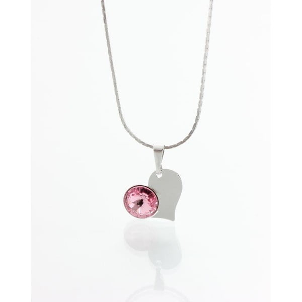 Růžový náhrdelník se Swarovski krystaly Yasmine Heart