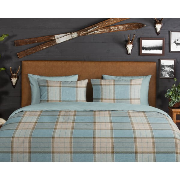 Sinine pikendatud flanellist voodipesu kaheinimesevoodile 200x220 cm Jacco - Good Morning-image-3