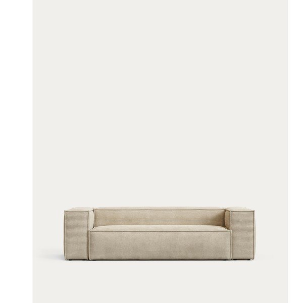 Beež kordvelvetist diivan 240 cm Blok - Kave Home