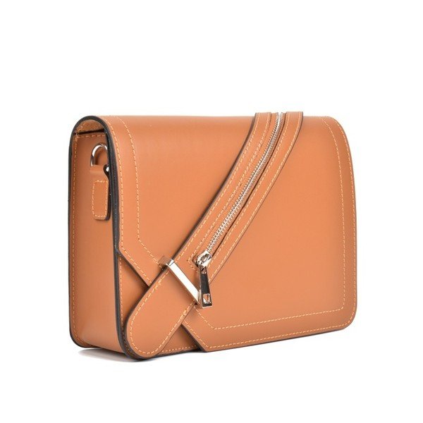Koňakově hnědá kožená kabelka Sofia Cardoni Mangollo-image-4
