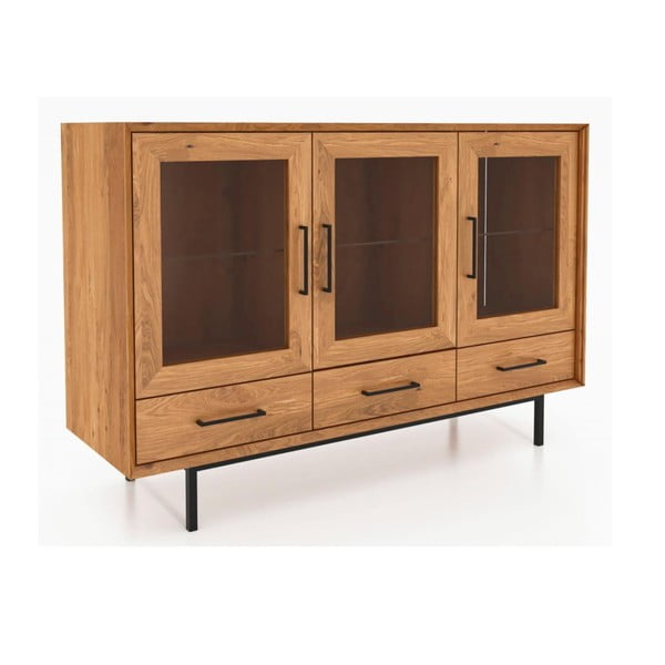 Tammepuust vitriinkapp naturaalses värvitoonis 144x95 cm Abies - The Beds-image-2