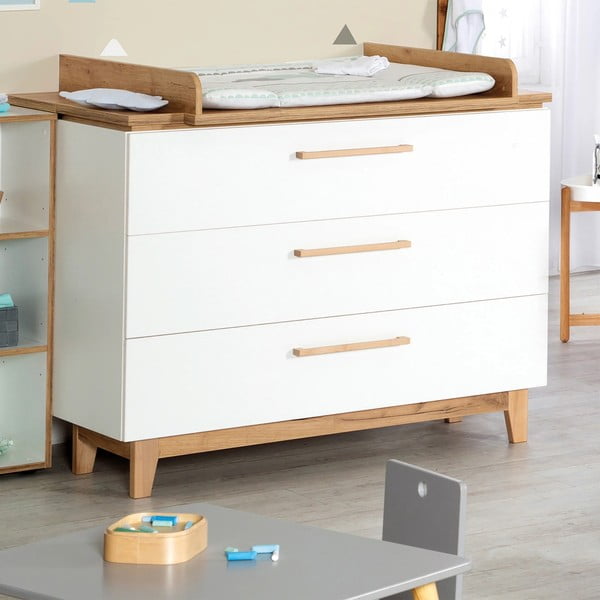 Valge mähkimislaud  tammedekooriga 118x104 cm Finn – Roba-image-1